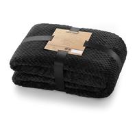DecoKing Coperta Plaid Pile 170x210 cm per Letto una Piazza e Mezza Calda Accogliente e Spessa in Morbido Velluto Stile Scandinavo Per Letto Divano Sedia Tutte le Stagioni Nero Henry