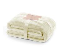 DecoKing Coperta Plaid Pile 200 x 220 cm per Letto Matrimoniale Calda Accogliente e Spessa in Morbido Velluto Per Letto Divano Sedia Tutte le Stagioni Ecru Mic