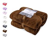 DecoKing Coperta in Pile 200 x 220 cm Super Morbida Calda e Leggera Plaid Mic Marrone