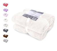DecoKing Coperta Plaid Pile 220 x 240 cm per Letto Matrimoniale Calda Accogliente e Spessa in Morbido Velluto Per Letto Divano Sedia Tutte le Stagioni Ecru Mic