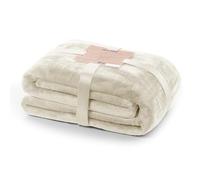 DecoKing Coperta Plaid Pile 220 x 240 cm per Letto Matrimoniale Calda Accogliente e Spessa in Morbido Velluto Per Letto Divano Sedia Tutte le Stagioni Crema Mic