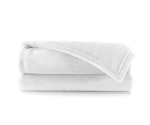 DecoKing Coperta Plaid Pile 220 x 240 cm per Letto Matrimoniale Calda Accogliente e Spessa in Morbido Velluto Per Letto Divano Sedia Tutte le Stagioni Bianco Mic