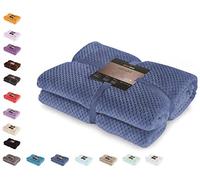 DecoKing Henry, Morbida Coperta in Microfibra/Pile, Coperta da Giorno, da Salotto, in Stile scandinavo, Poliestere, Blu Scuro, 220 x 240 cm