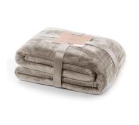 DecoKing Coperta Plaid Pile 70 x 150 cm per Letto Singolo Calda Accogliente e Spessa in Morbido Velluto Per Letto Divano Sedia Tutte le Stagioni Cappuccino Mic