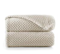 DecoKing Coperta Plaid Pile 70x150 cm per Letto Singolo Calda Accogliente e Spessa in Morbido Velluto Stile Scandinavo Per Letto Divano Sedia Tutte le Stagioni Cappuccino Henry