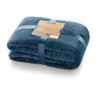 DecoKing Henry, Morbida Coperta in Microfibra/Pile, Coperta da Giorno, da Salotto, in Stile scandinavo, Poliestere, Blu Scuro, 70 x 150 cm