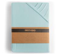 DecoKing Lenzuolo con Angoli Matrimoniale Elasticizzati 140x200-160x200 cm 100% Jersey in Cotone Pettinato Morbido 140x200cm - 160x200cm Azzurro Amber
