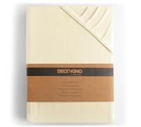 DecoKing Lenzuolo sotto con angoli elasticizzati 100% jersey in cotone pettinato, Amber Collection, 140x200-160x200 cm, Crema