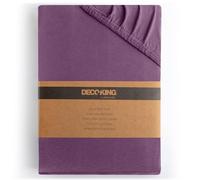 DecoKing Lenzuolo sotto con Angoli Elasticizzati 100% Jersey in Cotone Pettinato, Amber Collection, 160x200-180x200 cm, Prugna