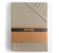 DecoKing Lenzuolo con Angoli Matrimoniale Elasticizzati 200x200-200x220 cm 100% Jersey in Cotone Pettinato Morbido 200x200cm - 200x220cm Beige Cappuccino Amber