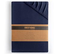 DecoKing Lenzuolo con Angoli Matrimoniale Elasticizzati 200x200-200x220 cm 100% Jersey in Cotone Pettinato Morbido 200x200cm - 200x220cm Blu Scuro Amber