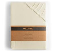 DecoKing Lenzuolo con Angoli Matrimoniale Elasticizzati 200x200-200x220 cm 100% Jersey in Cotone Pettinato Morbido 200x200cm - 200x220cm Beige Amber