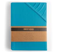 DecoKing, lenzuola con angoli, in 100% jersey di cotone pettinato, collezione White Amber, Cotone, Ciano, 80 x 200-90 x 200 Amber