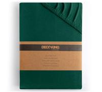 DecoKing Lenzuolo sotto con Angoli Elasticizzati 100% Jersey in Cotone Pettinato, Amber Collection, 120x200-140x200 cm, Verde Bottiglia