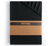 DecoKing Lenzuolo con Angoli una Piazza e Mezza Elasticizzati 120x200-140x200 cm 100% Jersey in Cotone Pettinato Morbido 120x200cm - 140x200cm Nero Amber