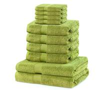 DecoKing Set di 10 asciugamani in cotone di qualità 525 g/m², 4 asciugamani per ospiti 30 x 50 cm, 4 asciugamani da 50 x 100 cm e 2 teli da bagno 70 x 140 cm, verde seladon, assorbenti