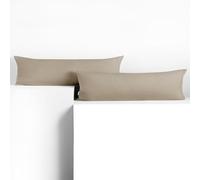 DecoKing Federe 2 pezzi 20 x 145 cm Jersey 100% Cotone Pettinato con chiusura lampo Cappuccino Ambra