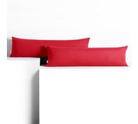 DecoKing Set di 2 federe 20 x 145 * 2 cm, jersey 100% cotone pettinato, chiusura a cerniera Rosso Amber