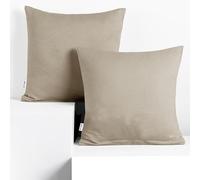 DecoKing 2 Federe 40x40 cm in 100% Jersey di Cotone Pettinato Chiusura Lampo Cappuccino Amber