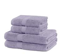 DecoKing Set di 4 asciugamani in cotone di qualità 525 g/m², 50 x 100 cm e 2 teli da bagno 70 x 140 cm, viola assorbenti Marina