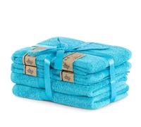 DecoKing Set di 6 Asciugamani Cotone bambù Viscosa 4 Asciugamani 50x100 cm 2 Asciugamani 70x140 cm Turchese Assorbente Igienizzante Bamboo Bamby