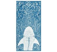 DecoKing Telo mare grande 90 x 180 cm cotone spugna velours asciugamano blu navy bianco Shark