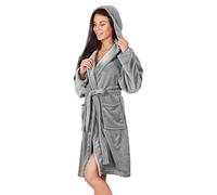 DecoKing Vestaglia XS Corto Donna Uomo Unisex Cappuccio Microfibra Soffice Morbido Piacevole Pile Grigio Acciaio Argento Robby