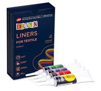 Decola Colori tessuti contorni set, 4x18ml rosso viola verde giallo