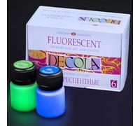 Decola Neon Acrylic Paint Set | 6 x 20 ml di vernice acrilica fluorescente che si illumina sotto la luce UV (luce nera) | Prodotto da Nevskaya Palitra