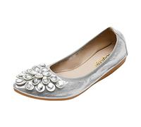 Décolleté Ballerine Pieghevoli da Donna arrotolabili per Abiti da Sposa e Ballerine Pieghevoli con Bellissimi Strass Portatili Slip on Mocassini, Matrimonio, Affari,Casual