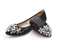 Décolleté Ballerine Pieghevoli da Donna arrotolabili per Abiti da Sposa e Ballerine Pieghevoli con Bellissimi Strass Portatili Slip on Mocassini, Matrimonio, Affari,Casual