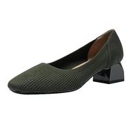 Décolleté Classici A Punta Quadrata Lavorati A Maglia Donna,Tacco A Blocchi Moda Slip On Comode Scarpe Eleganti Cerimonia Casual,Tacchi Bassi Pieghevoli per Festa Nozze,Verde,43 EU