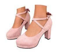 décolleté con cinturino alla caviglia con tacco a blocco per feste, comode scarpe da donna per attività all'aperto, stile casual, compagne eleganti per tutti i giorni, Colore: rosa., 40 EU