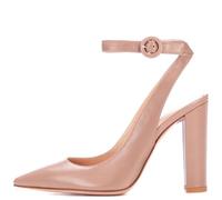 Décolleté con Tacco a Blocco per Donna, Scarpe Eleganti da Festa Sexy con Punta a Punta Comode con Cinturino Posteriore alla Moda con Fibbia per Serate di Ballo Tacchi Alti,Nude,46 EU