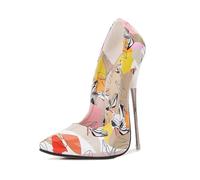 Décolleté con Tacco a Spillo Metallico da 16 cm a Punta per Donna/Uomo/Unisex - Scarpe da Concorso Professionali per Costumi da palo,Apricot,36 EU
