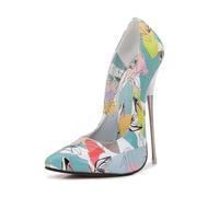 Décolleté con Tacco a Spillo Metallico da 16 cm a Punta per Donna/Uomo/Unisex - Scarpe da Concorso Professionali per Costumi da palo,Blu,38 EU