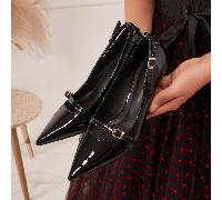 Décolleté con tacco basso in pelle verniciata con elegante cinturino - Scarpe raffinate da donna per matrimoni e ufficio Adotta il fascino, la bellezza della vita quotidiana, la bellezza dei colori be