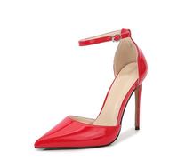 Décolleté da Donna a Punta, décolleté con Tacco a Spillo da 4,72" Abito Modello Sexy con Punta Chiusa di Grandi Dimensioni Scarpe da Damigella d'Onore,Rosso,36 EU