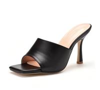 Décolleté da Donna a Punta Quadrata, Senza Tallone con Tacco Kitten, Peep Toe, Scarpe Eleganti comode per Camminare, Lavoro e Feste,Nero,9 EU