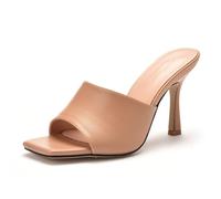 Décolleté da Donna a Punta Quadrata, Senza Tallone con Tacco Kitten, Peep Toe, Scarpe Eleganti comode per Camminare, Lavoro e Feste,Flesh,7.5 EU