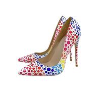 Décolleté da Donna Colorati a Pois con Punta a Punta e Tacco a Spillo da 12 cm - Scarpe per invitati a Matrimoni e Feste,Multicolor,40 EU