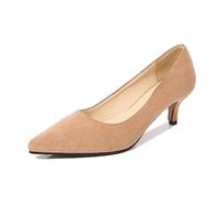 Décolleté da donna con punta, con cuciture, classiche, oblique, con tacco alto, antiscivolo, comode, per lavoro e lavoro, beige., 45 EU
