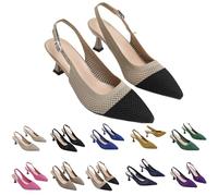 Décolleté da donna con tacco a gattino, punta a punta, tessuto a maglia, traspiranti, con cinturino, eleganti beige e blu, scarpe da sposa comode per feste, ufficio, lavoro, vita quotidiana