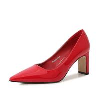 Décolleté da Donna con Tacco Alto e Punta Chiusa, Scarpe da Ufficio Eleganti da Donna, décolleté da Sera alla Moda, Scarpe Basic,Rosso,43 EU
