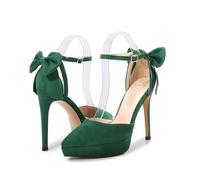 Décolleté da Donna in Pelle Scamosciata 4.72IN Tacco Medio - Sandali con Tacco Alto per Abbigliamento da Lavoro Quotidiano - per Camminare Tutto Il Giorno - Partito, Scarpe da Sposa,Verde,41 EU