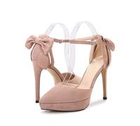 Décolleté da Donna in Pelle Scamosciata 4.72IN Tacco Medio - Sandali con Tacco Alto per Abbigliamento da Lavoro Quotidiano - per Camminare Tutto Il Giorno - Partito, Scarpe da Sposa,Nude,38 EU