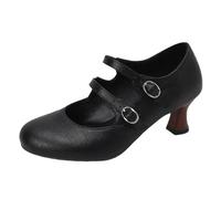 Décolleté da donna punta rotonda con doppia fibbia cinturino strani tacchi dolci scarpe per appuntamenti di grandi dimensioni nere 19