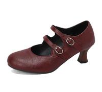 Décolleté da donna punta rotonda con doppia fibbia cinturino strani tacchi dolci scarpe per appuntamenti di grandi dimensioni rosso 19
