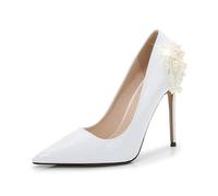 Décolleté da Sposa a Punta in Vernice con Tacco a Spillo da Donna da 12 cm - Comfort, Versatile per Ufficio, Vacanza, Matrimoni, Discoteca,Bianca,37 EU