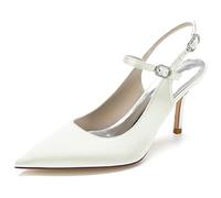 Decolleté Donna Tacco Alto 8,5 cm, Punta Stretta con Cinturino Regolabile alla Caviglia, Slip-on Aperto sul Retro, Primavera Estate Ufficio Sera,H,35